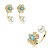 Conjunto de brinco de perola com pedra fusion banho em ouro 18k - Imagem 1