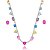 Conjunto de brinco e colar cravejado de zirconia rainbow banho em rodio branco - Imagem 1