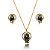 Conjunto de brinco e colar cravejado zirconia rainbow banho em ouro 18k - Imagem 1