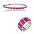 Conjunto de anel e bracelete cravejado de zirconia pink banho em rodio branco - Imagem 1
