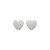 Brinco de coração martelado cravejado de zirconia cristal banho em rodio branco - Imagem 1