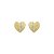 Brinco de coração martelado cravejado de zirconia cristal banho em ouro 18k - Imagem 1