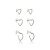 Brinco de trio de coração com zirconia cristal banho em rodio branco - Imagem 1