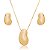 Conjunto de brinco e colar liso banho em ouro 18k - Imagem 1