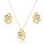 Conjunto de brinco e colar cravejado de zirconia cristal banho em ouro 18k - Imagem 1