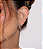 Brinco de argola com caneta de rodio cravejado de zirconia cristal banho em ouro 18k - Imagem 2