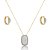 Conjunto de brinco e colar com zirconia cristal banho em ouro 18k - Imagem 1