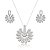 Conjunto de brinco e colar cravejado de zircônia cristal banho em ródio branco - Imagem 1