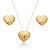 Conjunto de brinco e colar de coração liso banho em ouro 18k - Imagem 1