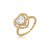 Anel dourado de coração cravejado de zircônia cristal banho em ouro 18k - Imagem 1