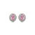 Brinco de base oval cravejado de zircônia pink e cristal banho em ródio branco - Imagem 1