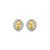 Brinco de base oval cravejado de zircônia yellow fancy e cristal banho em ródio branco - Imagem 1