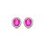 Brinco de base oval cravejado de zircônia pink e cristal banho em ródio branco - Imagem 1