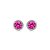 Brinco de base redondo cravejado de zircônia pink e cristal banho em ródio branco - Imagem 1