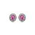Brinco de base oval cravejado de zircônia pink e cristal banho em ródio branco - Imagem 1