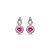 Brinco cravejado de zircônia pink e cristal banho em ródio branco - Imagem 1