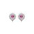 Brinco de coração cravejado de zircônia pink e cristal banho em ródio branco - Imagem 1