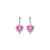 Brinco de coração cravejado de zircônia pink e cristal banho em ródio branco - Imagem 1