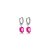 Brinco argola cravejado de zircônia pink e cristal banho em ródio branco - Imagem 1