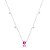 Colar com pingente cravejado de zircônia pink e cristal banho em ródio branco - Imagem 1