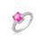 Anel cravejado de zircônia pink e cristal banho em ródio branco - Imagem 1