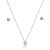 Conjunto de brinco e colar cravejado de zircônia cristal banho de ródio branco - Imagem 1