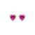 Brinco de coração cravejado de zircônia pink e cristal banho em ródio branco - Imagem 1