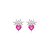 Brinco de coração cravejado de zircônia pink e cristal banho em ródio branco - Imagem 1