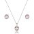 Conjunto de brinco e colar cravejado de zircônia rosa banho de ródio branco - Imagem 1