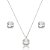 Conjunto de brinco e colar cravejado de zircônia cristal banho de ródio branco - Imagem 1
