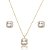 Conjunto de brinco e colar cravejado de zircônia cristal banho de ouro 18k - Imagem 1