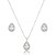 Conjunto de brinco e colar gota cravejado de zircônia cristal banho de ródio branco - Imagem 1