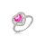Anel de coração cravejado de zircônia pink e cristal banho em ródio branco - Imagem 1