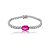 Pulseira riviera cravejada de zircônia cristal com detalhe zircônia pink banho de ródio branco - Imagem 1