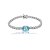 Pulseira riviera cravejada de zircônia cristal com detalhe zircônia acqua banho de ródio branco - Imagem 1