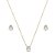 Conjunto de brinco e colar gota cravejado de zircônia cristal banho de ouro 18k - Imagem 1