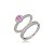 Dupla de anéis cravejados de zircônia pink e cristal banho em ródio branco - Imagem 1