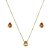 Conjunto de brinco e colar gota cravejado de zircônia citrino banho de ouro 18k - Imagem 1