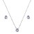 Conjunto de brinco e colar gota cravejado de zircônia tanzanita banho de ródio branco - Imagem 1