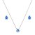 Conjunto de brinco e colar gota cravejado de zircônia azul banho de ródio branco - Imagem 1