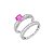 Dupla de anéis cravejados de zircônia pink e cristal de banho em ródio branco - Imagem 1