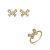 Conjunto de brinco e anel borboleta cravejado de zircônia rainbow banho em ouro 18k - Imagem 1