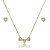 Conjunto de brinco e colar coração cravejado de zircônia cristal banho de ouro 18k - Imagem 1