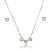 Conjunto de brinco e colar coração cravejado de zircônia cristal banho de ródio branco - Imagem 1