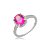 Anel cravejado de zircônia pink banho em ródio branco - Imagem 1