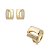 Conjunto de brinco e anel cravejado de zircônia cristal banho em ouro 18k - Imagem 1