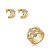 Conjunto de brinco e anel cravejado de zircônia cristal banho em ouro 18k - Imagem 1