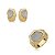 Conjunto de brinco e anel cravejado de zircônia cristal banho em ouro 18k - Imagem 1