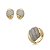 Conjunto de brinco e anel cravejado de zircônia cristal banho em ouro 18k - Imagem 1