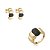 Conjunto de brinco e anel cravejado de zircônia ônix banho em ouro 18k - Imagem 1